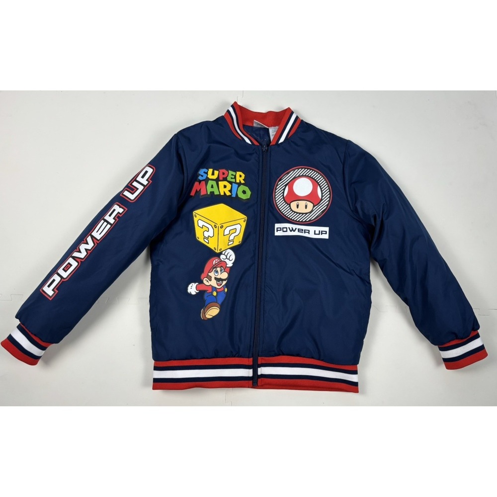 Nintendo Super Mario Bomber Jacket Boys Kids Luigi Bowser Mario Kart-Size 10/12